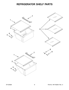 04 - Refrigerator Shelf Parts Diagram and Parts List for ASI2175GRW10  Whirlpool Refrigerator