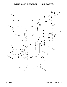 Base And Pedestal Unit Parts Diagram and Parts List for KSM55SXXXCU0  KitchenAid Mixer
