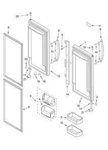 Refrigerator Door Parts Diagram and Parts List for GX5FHTXTS11  Whirlpool Refrigerator