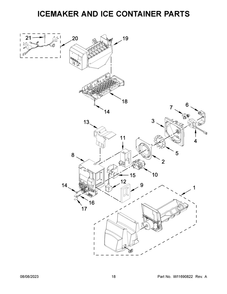 Icemaker And Ice Container Parts Diagram and Parts List for WRF555SDFZ17  Whirlpool Refrigerator