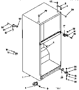 Cabinet Diagram and Parts List for ET14CKYFNO2  Whirlpool Refrigerator