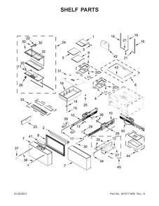 Shelf Parts Diagram and Parts List for KRMF706EBS00  KitchenAid Refrigerator