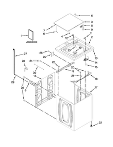 Top And Cabinet Parts Diagram and Parts List for 11023102310  Kenmore Washer