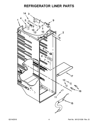 Refrigerator Liner Parts Diagram and Parts List for WRS571CIHV00  Whirlpool Refrigerator