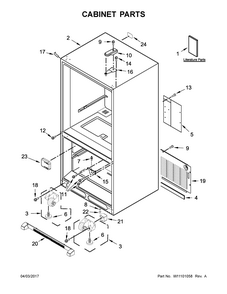 Cabinet Parts Diagram and Parts List for IX3HHGXSS000  Whirlpool Refrigerator
