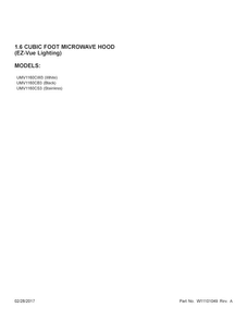 Cover Sheet Diagram and Parts List for UMV1160CB3  Whirlpool Microwave