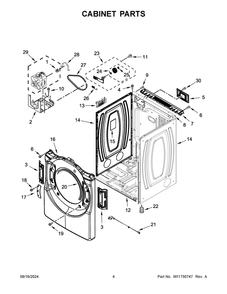 03 - Cabinet Parts Diagram and Parts List for WED4720RW0  Whirlpool Dryer