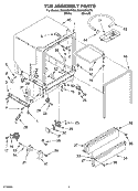 TUB ASSEMBLY Diagram and Parts List for DU840SWKT0  Whirlpool Dishwasher