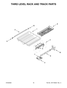 09 - Third Level Rack And Track Parts Diagram and Parts List for KDFE304RPS0  Whirlpool Dishwasher