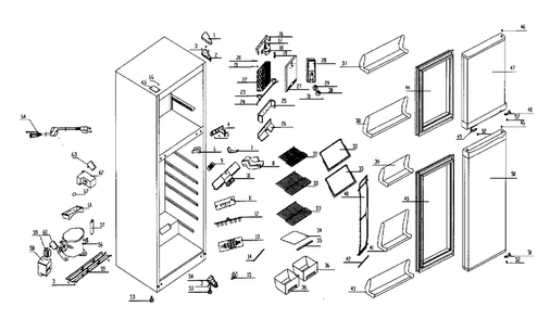 Refrigerator Diagram and Parts List for 46160092010  Kenmore Refrigerator