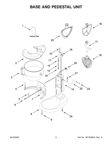 Base And Pedestal Unit Diagram and Parts List for 7KSM70SKXZER0  KitchenAid Mixer