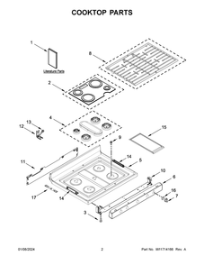 Cooktop Parts Diagram and Parts List for WFG775H0HW6  Whirlpool Range