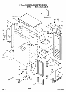 Cabinet Liner And Door Parts Diagram and Parts List for 10689583702  Kenmore Ice Maker