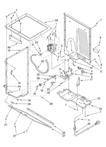 Dryer Cabinet And Motor Parts Diagram and Parts List for 11097842700  Kenmore Washer Dryer Combo