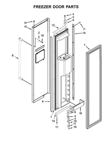 Freezer Door Parts Diagram and Parts List for KBSD602ESS01  KitchenAid Refrigerator