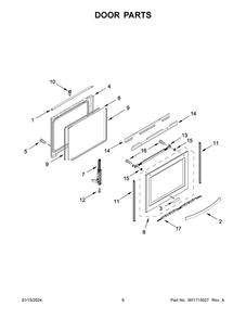 Door Parts Diagram and Parts List for WEE750H0HV5  Whirlpool Range