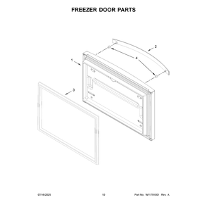 Freezer Door Parts Diagram and Parts List for WRFF5333PZ03  Whirlpool Refrigerator