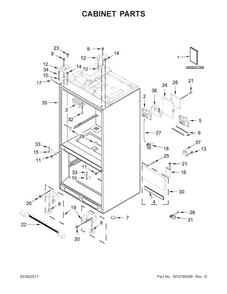 Cabinet Parts Diagram and Parts List for KRFF507EBL00  KitchenAid Refrigerator