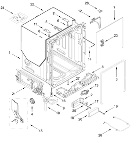 Tub And Frame Parts Diagram and Parts List for MDB4949SKB4  Whirlpool Dishwasher