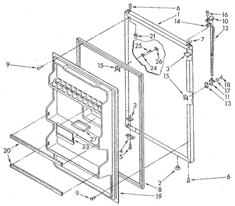 Refrigerator Door Diagram and Parts List for ET18NKXSM03  Whirlpool Refrigerator