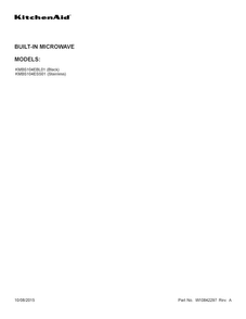 Cover Sheet Diagram and Parts List for KMBS104ESS01  KitchenAid Microwave