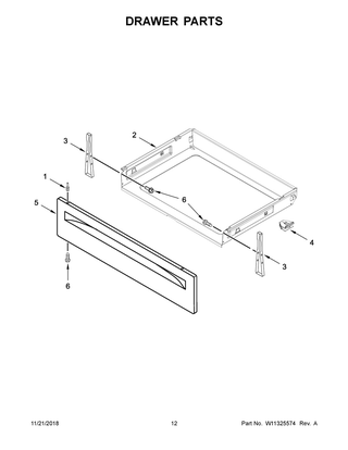 Drawer Parts Diagram and Parts List for WFG510S0HB1  Whirlpool Range