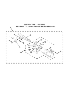 8557891 Burner Assembly Diagram and Parts List for 11078103310  Kenmore Dryer
