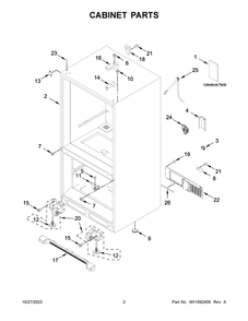 Cabinet Parts Diagram and Parts List for WRB322DMBM05  Whirlpool Refrigerator
