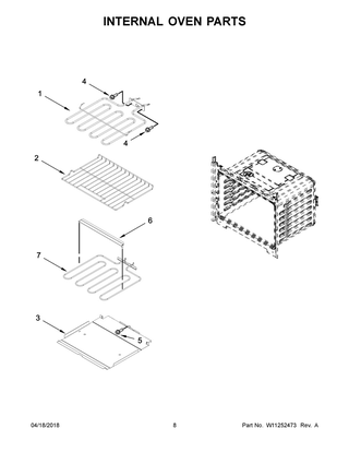Internal Oven Parts Diagram and Parts List for IBS350DS03  Whirlpool Wall Oven