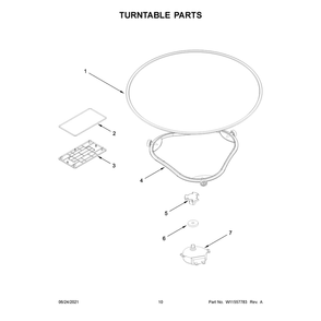 Turntable Parts Diagram and Parts List for WML55011HW07  Whirlpool Microwave