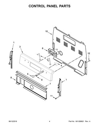 Control Panel Parts Diagram and Parts List for YWFE510S0HB0  Whirlpool Range