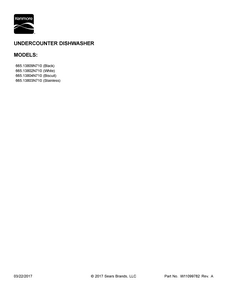 Cover Sheet Diagram and Parts List for 66513809N710  Kenmore Dishwasher