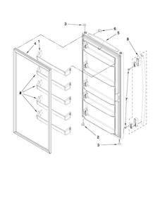 Door Parts Diagram and Parts List for EV161NZTQ02  Whirlpool Freezer