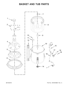 Basket And Tub Parts Diagram and Parts List for 1105142511  Kenmore Washer