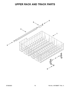 Upper Rack And Track Parts Diagram and Parts List for WDF341PAPM2  Whirlpool Dishwasher