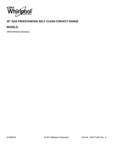Cover Sheet Diagram and Parts List for WFG720H0AS2  Whirlpool Range