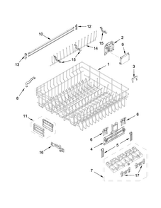 Upper Rack And Track Parts Diagram and Parts List for KDFE454CSS3  KitchenAid Dishwasher