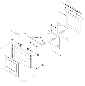 Oven Door Parts Diagram and Parts List for WOD52ES4MW01  Whirlpool Wall Oven