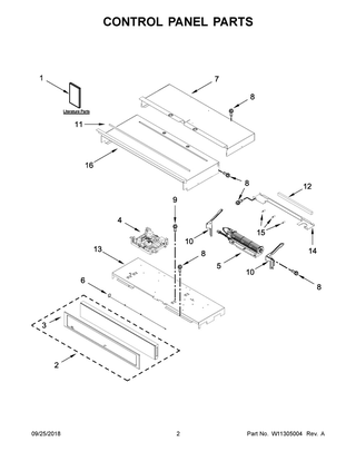 Control Panel Parts Diagram and Parts List for WODA7EC0HN01  Whirlpool Wall Oven