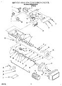 MOTOR AND ICE CONTAINER Diagram and Parts List for KSRB25QDBL01  KitchenAid Refrigerator