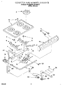 COOKTOP AND MANIFOLD, LIT/OPTIONAL Diagram and Parts List for FGP300BW2  Roper Range