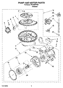 PUMP AND MOTOR PARTS Diagram and Parts List for 7GU3200XTSS1  Whirlpool Dishwasher
