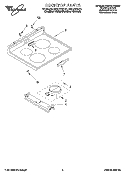 COOKTOP, LITERATURE Diagram and Parts List for RF314BBDZ1  Whirlpool Range