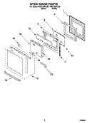OVEN DOOR PARTS Diagram and Parts List for YGSC308PJB2  Whirlpool Microwave Oven Combo