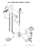 FILL, DRAIN AND OVERFILL PARTS Diagram and Parts List for 7WDT950SAYM2  Whirlpool Dishwasher