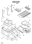 SHELF PARTS Diagram and Parts List for 5GR9SHKXLQ02  Whirlpool Refrigerator