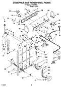 CONTROL AND REAR PANEL PARTS Diagram and Parts List for RAX7244PQ0  Roper Washer