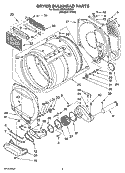 DRYER BULKHEAD PARTS Diagram and Parts List for WGT3300SQ1  Whirlpool Washer Dryer Combo