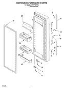 REFRIGERATOR DOOR PARTS Diagram and Parts List for 3XES0FHGKS02  Whirlpool Refrigerator
