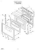 DOOR Diagram and Parts List for SES374HQ0  Whirlpool Range